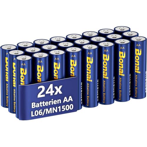 Longlife Lot De 24 Piles Alcalines Aa 1,5 V Lr06 Puissantes,Idéales Pour Réveil,Thermomètre,Lampes Décoratives Et Autres Appareils À Forte Consommation D'énergie