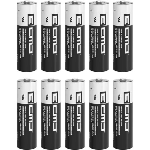 Er14505 Aa 3,6v Lithium Battery Li-Socl\U2082 Non Rechargeable Sb-Aa11 Ls14500 Tl-5903 Er14500 2700mah Pour Compteur D'électricité D'eau Gaz Plc Équipement D'installation Batterie Générique (10)