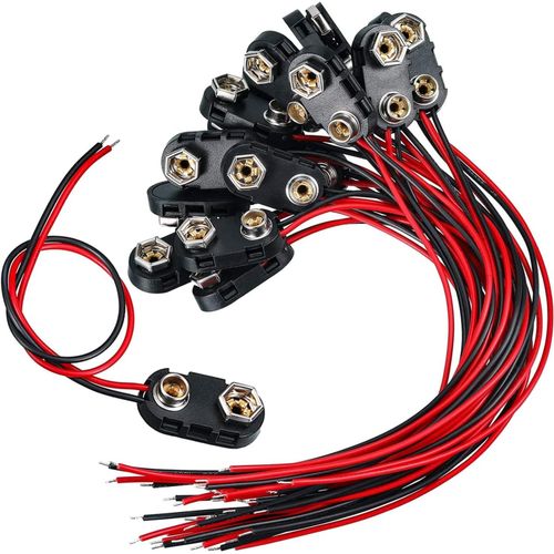 20 Pièces Connecteurs À Clip De Batterie 9v,Fiche Pile 9v,Clip De Batterie En Plastique De Type I Connecteur À Pince De Batterie Pp3 Avec Câbles De 150 Mm