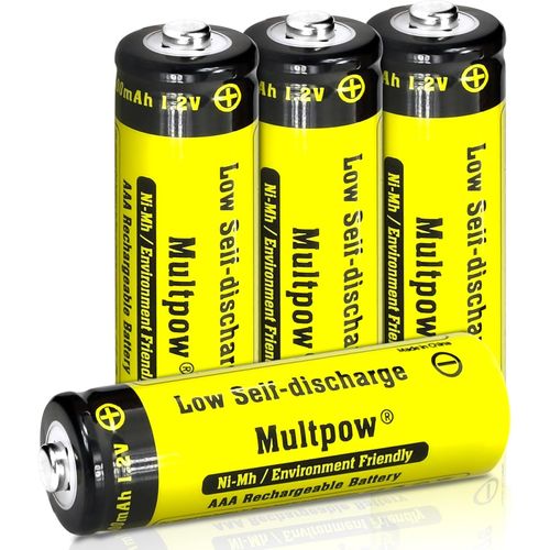 Lot De 4 Piles Aaa Rechargeables Ni-Mh-1100 Mah-Haute Capacité-1,2 V-Faible Auto-Décharge-Jaune