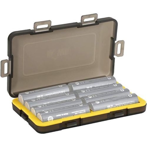 Boîtier De Stockage De Batterie Pratique En Polymère Propène (Pp) Avec Doublure En Silicone Pouvant Contenir 8 Piles Rechargeables Au Lithium Alcaline Aa Ou 14500 (Jaune)