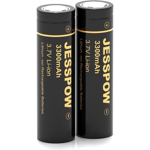Piles Rechargeables 3.7v¿3300 Mah Batterie À Dessus Plat Haute Capacité Pour Lampes De Poche,Lampe Fronta¿Lumières De Jardin Extérieures (Lot De 2)