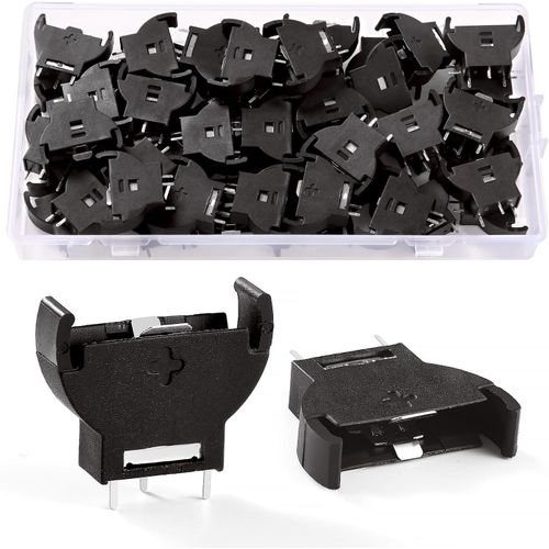 50 Pièces Supports De Piles Bouton Verticaux,Cr2032 Support De Pile Bouton,Adaptateurs De Piles Bouton 3v,Pour Piles Bouton Cr2025 Cr2016