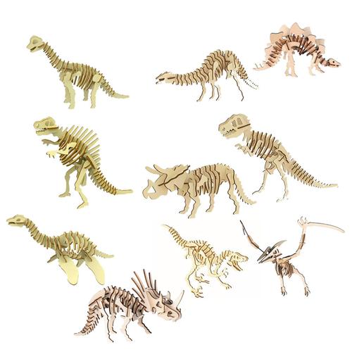 Puzzle Dinosaure 3d Bavures Éducatives Réalistes Bricolage Artisanal En Bois Jouet Pour Garçons Et Filles 10 Pièces