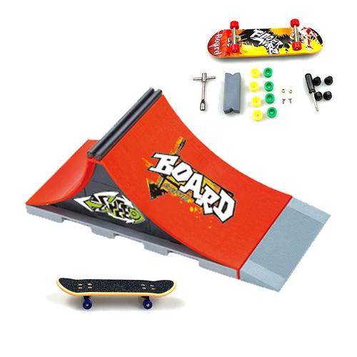 Ensemble de rampes de touche Mini rampe de demi-tuyau de touche de planche à roulettes de doigt pour les accessoires d'entraînement de touches jeu de skate interactif pour enfants A