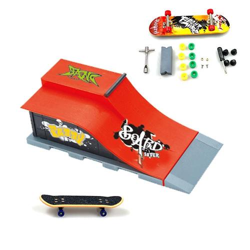 Ensemble De Rampes De Touche, Mini Rampe De Skateboard À Doigts, Demi-Tuyau Pour Accessoires D'entraînement De Touche, Jeu De Skate Interactif Pour Enfants E