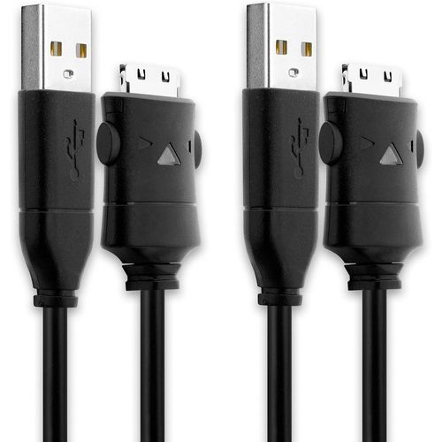 2X Câble USB Lecteur mp3 Data et Charge de 1.5m Compatible avec Samsung YP-K3 YP-K5 YP-P2 YP-P3 YP-Q1 YP-Q3 YP-R1 YP-S3 YP-S5 YP-T10 YP-T9 SUC-C2 24 Pin vers USB A 2.0 Noir Fil en PVC données