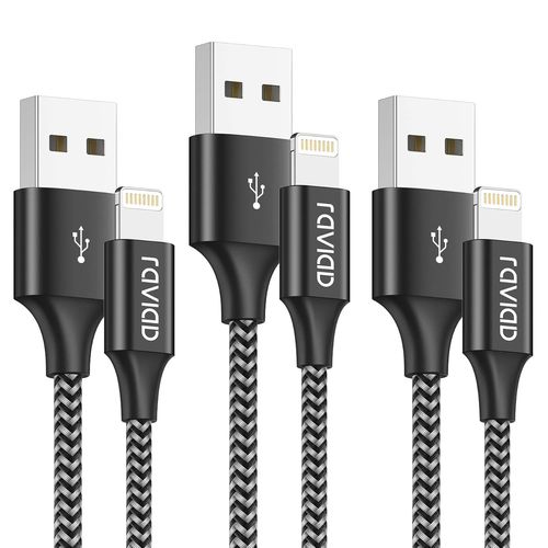 Câble Lightning Iphone Chargeur [1m/Lot De 3] Certifié Mfi Nylon Tressé Ultra Résistant Fil Charge Rapide Cordon Pour Iphone 13 12 11 Pro Max Mini Xr Xs X 8 7 6s 6 5s 5