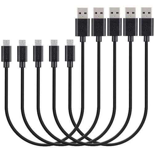 [Paquet de 5pcs 0.3m Court Micro USB Câbles Haute Vitesse USB 2.0 Sync et Charge pour Samsung,HTC,Sony,Motorola,LG,Google,Nokia (Noir)