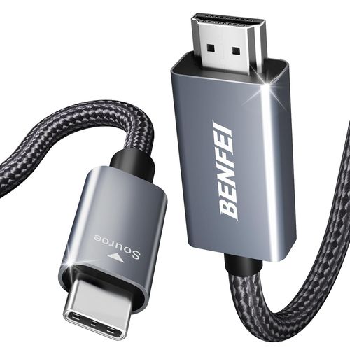 câbles USB C vers HDMI de 3 mètres Lot de 5[4K@60Hz,coque en aluminium nylon tressé],câble USB C vers HDMI,compatible pour iPhone 16 Pro Max 15,MacBook Pro/Air/iPad Pro 2023/2022/2021/2020