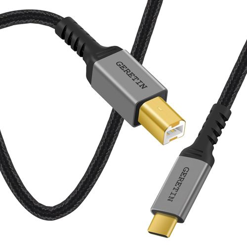 Câble Imprimante USB C Cable USB 2.0 B Mâle vers Type C Mâle USB-C vers USB B Cable Scanner Nylon Compatible avec MacBook Pro Air iMac iPad Pro Air Dell HP Epson Canon Brother Lexmark DAC-3M
