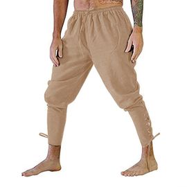 Pantalon À Lacets Pour Hommes, Bande À La Cheville, Costume De Pirate De Navigateur Viking Médiéval, Pantalon Xl Kaki