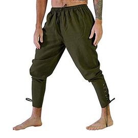 Pantalon À Lacets Pour Hommes, Bande À La Cheville, Costume De Pirate De Navigateur Viking Médiéval, Pantalon 4xl, Vert Armée