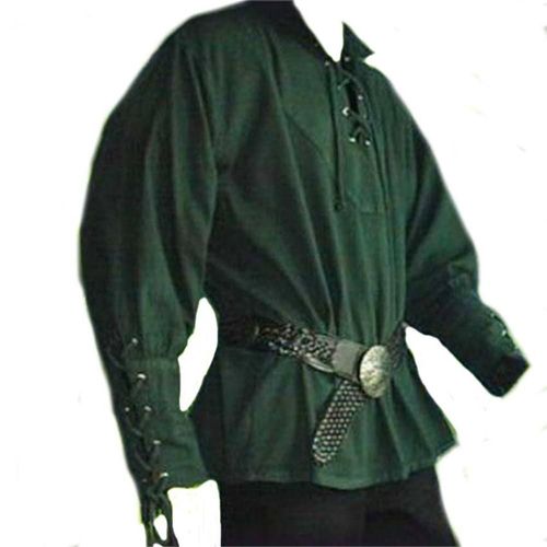 Costume De Style Pirate Viking De La Renaissance Médiévale Pour Hommes, Chemisier À Manches Longues, Chemise 2xl Vert