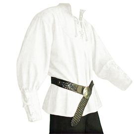 Costume De Style Pirate Viking De La Renaissance Médiévale Pour Hommes, Chemise À Manches Longues, 3xl, Blanc
