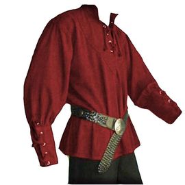 Costume De Style Pirate Viking De La Renaissance Médiévale Pour Hommes, Chemisier À Manches Longues, Chemise 3xl Rouge