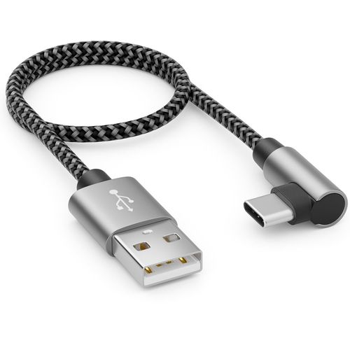 0,30m Câble USB A vers USB C-C Mâle 90° Coudé-Câble de Charge Court 30cm A vers C pour iPhone 15 16 Pro Max Samsung S25 S24 S23 Pixel iPad Pro MacBook Air Tablets Switch PS5