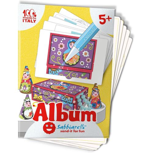 KALANKA-Sand-it For Fun - Album Boîtes à bijoux poupées russes : 5 feuilles préencollés à colorier avec le sable (sable non inclus), pour garçons et filles 5 Ans+