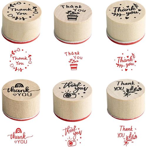 Kalanka-Tampon Bois Merci,6 Pièces Caoutchouc Tampon Scrapbooking Tampons Bois Alphabet Vintage Journal Diy,Pour Fabrication Cartes Scrapbooking Bullet Journal Emballage Cadeau