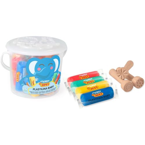 KALANKA-- Pâte à modeler extra-sople, Plastilina baby, ne se dessèche pas, 8 x 38gr, 4 couleurs + 3 tampons en bois (P731A)