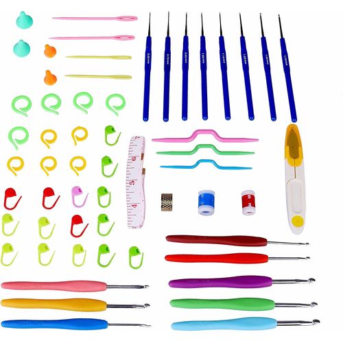 KALANKA-Set de Crochets, Aiguilles à Crochet Multicolore Aluminium Crochets Aiguilles à Tricoter Accessoires à Tricoter avec Boîte de PVC pour le Cadeau de Filles de Femmes de Mère