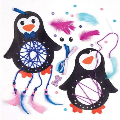 KALANKA-Kits d'attrape-rêves Pingouins (Paquet de 4) - Loisirs créatifs de Noël pour Enfants