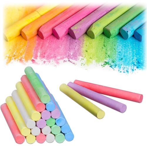 Kalanka-Relaxdays Craie De Trottoir, Lot De 24, Tableau Et Rue, 6 Différentes Couleurs, Enfants Et Adultes, Rond, Ø 9 Cm, Coloré