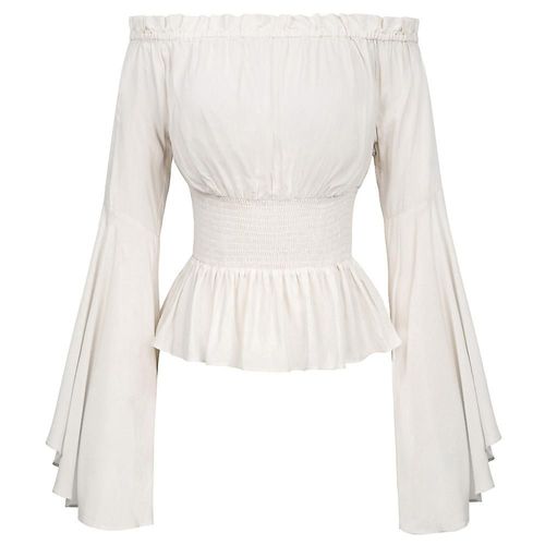 Chemisier Renaissance Pour Femme Style Victorien Médiéval Épaules Dénudées Manches Longues Costume De Pirate Cosplay S Blanc