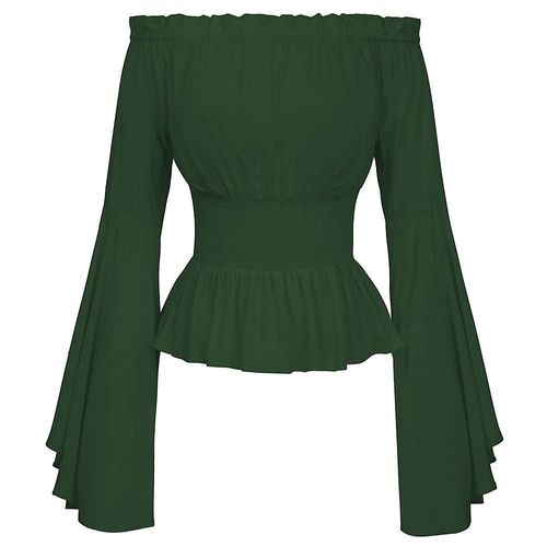 Chemisier Renaissance Pour Femme, Haut De Style Victorien Médiéval, Épaules Dénudées, Manches Longues, Costume De Pirate Cosplay, Xl, Vert.