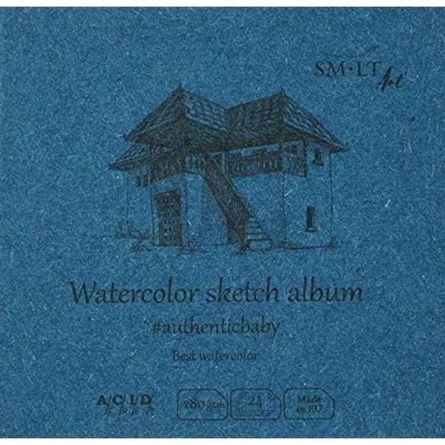Kalanka-Smlt Fb-24(280)/9 Authentic-Baby Petit Bloc Aquarelle Carré Papier Blanc Naturel 280 G/M² 24 Feuilles