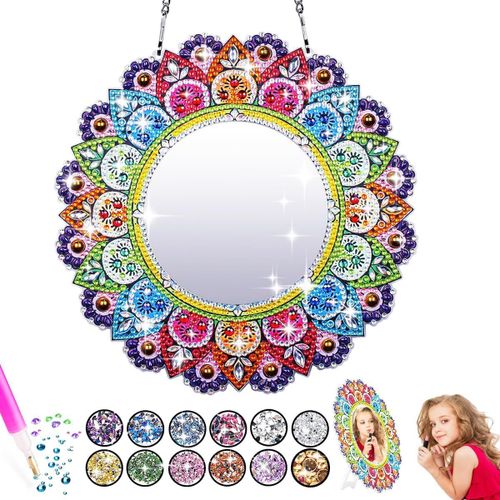 KALANKA-Cadeau Fille 6 7 8 9 10 11 Ans, Activites Manuelles pour Enfants Jouet Fille 5 6 7 8 9 10 Ans Loisir Creatif Enfant 6-12 Ans Jeux Filles Idée Cadeau Anniversaire Diamond Painting Miroir Enfan