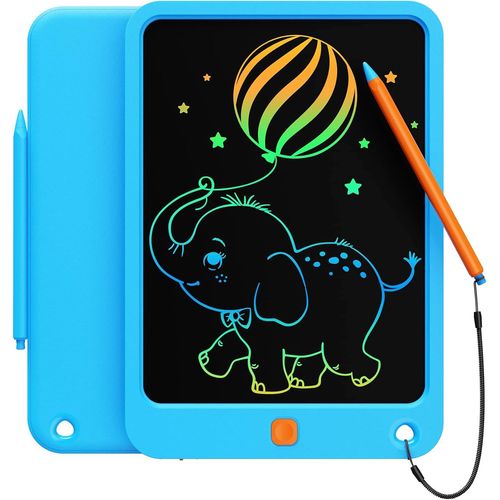 KALANKA-Ardoise Magique Dessin Enfant LCD 10 Pouces,Garçon Fille Coloré Graphique Jouet,Cadeaux d'anniversaire et de Noël Ardoise Magique pour 3 4 5 6 7 8 9 Ans(Bleu+Orange)