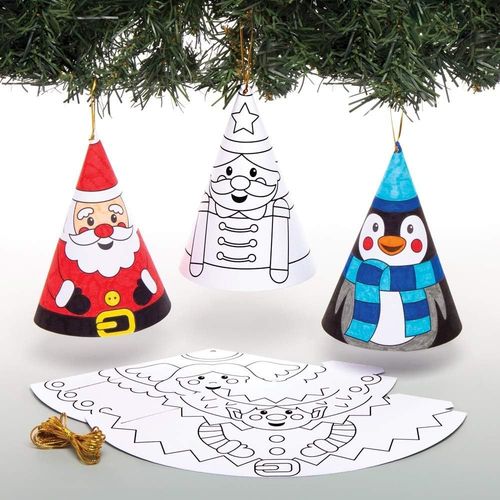 KALANKA-Décorations de Noël Coniques à colorier (Paquet de 12) - Loisirs créatifs festifs pour Enfants AW982