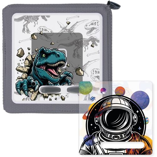 KALANKA-Lot de 2 films de protection d'écran pour Toniebox - Découpe sur mesure - Film autocollant - Motif astronaute et dinosaure - Accessoire créatif - dv1556