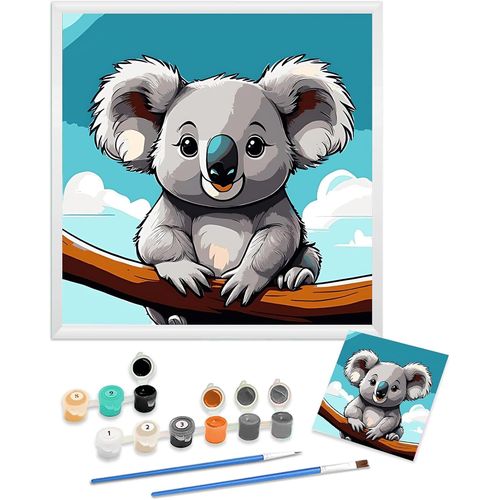 KALANKA-Peinture à Numéros Enfants Adultes Débutants, Peinture à Numéros de 7 8 9 10 Ans Fille et Garçon, Peinture à Numéros Animaux, 20 X 20 cm (Koala)