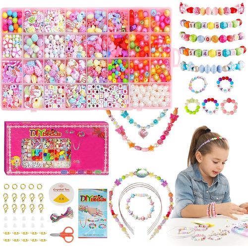 Kalanka-Perles Pour Bracelet, 32 Couleurs Kit Perles Fabrication Bijoux Enfant Jouets Filles De 5 À 12 Ans, Coffret Perles Cadeaux De Noël Et D'anniversaire