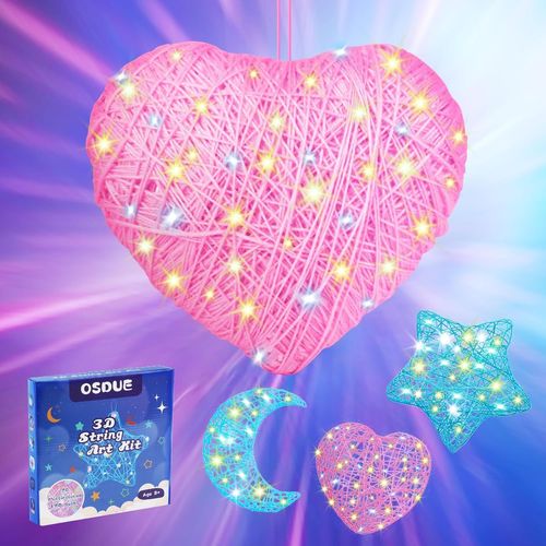 Kalanka-3d String Art, Loisirs Créatifs Lanterne Kit Créatif, Kits De Loisirs Créatifs Bricolage Enfant, Étoiles, Lune, Forme De Coeur Cadeau Créatif, Cadeaux De Vacances D'anniversaire De Noël