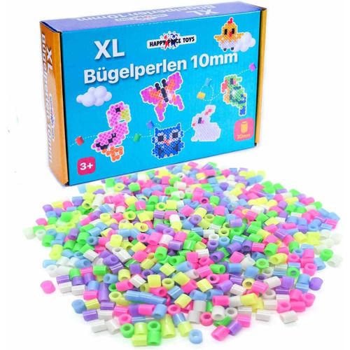 KALANKA-Lot de 1 000 perles à repasser Maxi XL de 10 mm aux couleurs vives (scintillent dans l'obscurité). Grandes perles à repasser de 10 mm pour les enfants à partir de 3 ans. (Compatible avec tout