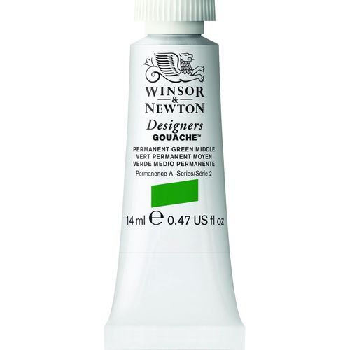 KALANKA-Designers Gouache - Peinture Gouache pour le Dessin, L'illustration, le Design - Aquarelle Opaque, Tube de 14ml, Couleur Vert Moyen Permanent