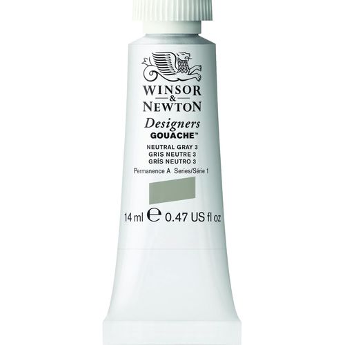 KALANKA-Designers Gouache - Peinture Gouache pour le Dessin, L'illustration, le Design - Aquarelle Opaque, Tube de 14ml, Couleur Gris Neutre N3