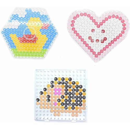 KALANKA-Lot de 3 plaques à repasser Max XL 10 mm Formes de base avec modèles en papier (3 formes de base pour plaques à repasser Maxi XL). (Compatible avec toutes les perles à repasser Max.)