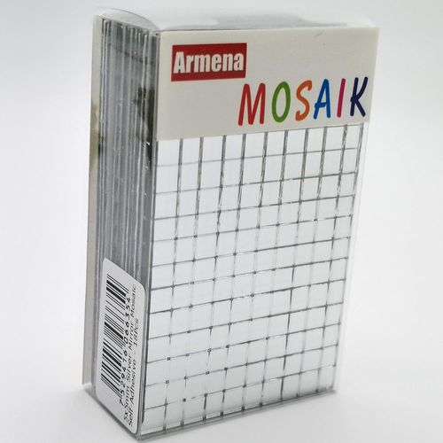 KALANKA-2600515s Glasmosaik Verre pour l'art et Le Pouvoir-Mosaïque autocollante-5 x 5 mm-Épaisseur : 1,5 mm-18 Tapis au total-2880 pièces, argenté