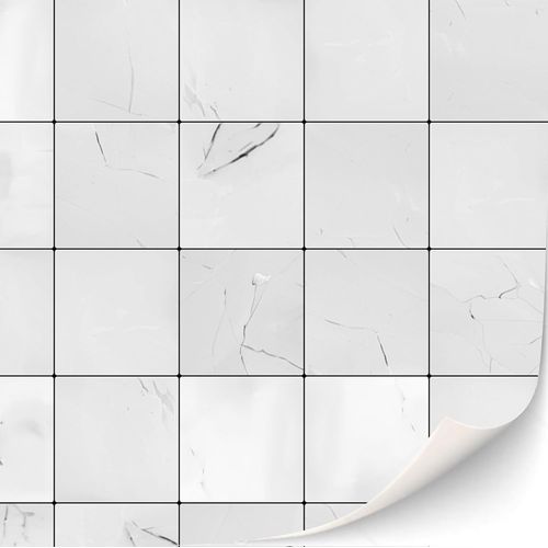 KALANKA-Lot de 3 feuilles de carrelage autocollant pour maison de poupée - Échelle 1:12 (carreaux blancs carrés)