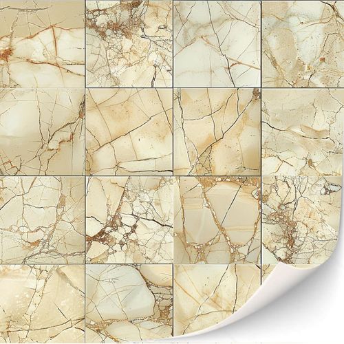 KALANKA-Lot de 3 feuilles de dalles autocollantes pour maison de poupée - Échelle 1:12 (carreaux crèmes)