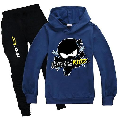 Ensemble de survêtements Ninja pour enfants, sweat à capuche, pull à manches longues, pantalon de survêtement décontracté, tenues de sport, vêtements de plein air, vêtements de détente, 5-6 ans, bleu