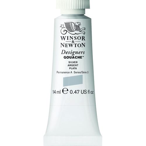 KALANKA-Designers Gouache - Peinture Gouache pour le Dessin, L'illustration, le Design - Aquarelle Opaque, Tube de 14ml, Couleur Argent Imit