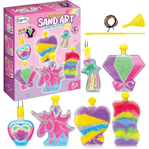 KALANKA-Sable Magique, Sable Coloré, Sable de couleur nocturne et bouteille, Sable magiqueConvient aux enfants Bricolage Sable Minier Jouets éducatifs