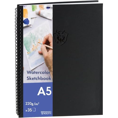Kalanka-Bloc À Dessin Aquarelle A5 - Carnet De Croquis À Spirale - Papier Aquarelle 220 G/M² - 30 Feuilles - Carnet De Croquis Aquarelle De Qualité Supérieure Pour Techniques De Médias Humides Et
