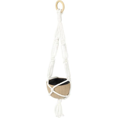 KALANKA-HD068C - Un support en papier mâché brun 11x11x42 cm - Waterproof - Petite suspension macramé avec cache-pot