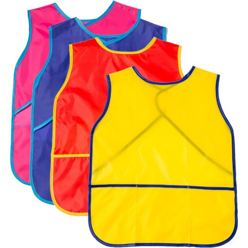 KALANKA-4 Pièces Peinture Tablier pour Enfants, Blouse d'Art pour Enfants, Blouse Imperméable pour Enfants, Sans Manches Tabliers pour Enfants, pour Cuisine, Coloriage, Nourrissage, 4 Couleurs